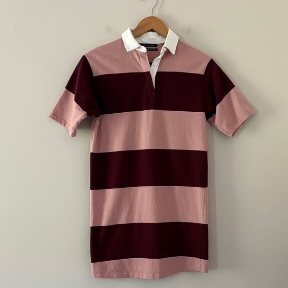 Urban Outfitters Rugby Dress Cotton Long Sleeve Polo Burgundy Pink Size XS - Picture 2 of 8